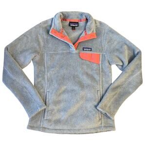 Patagonia Synchilla Re-Tool Snap-T Fleece Grey X-Dye Shock Pink Women’s Small